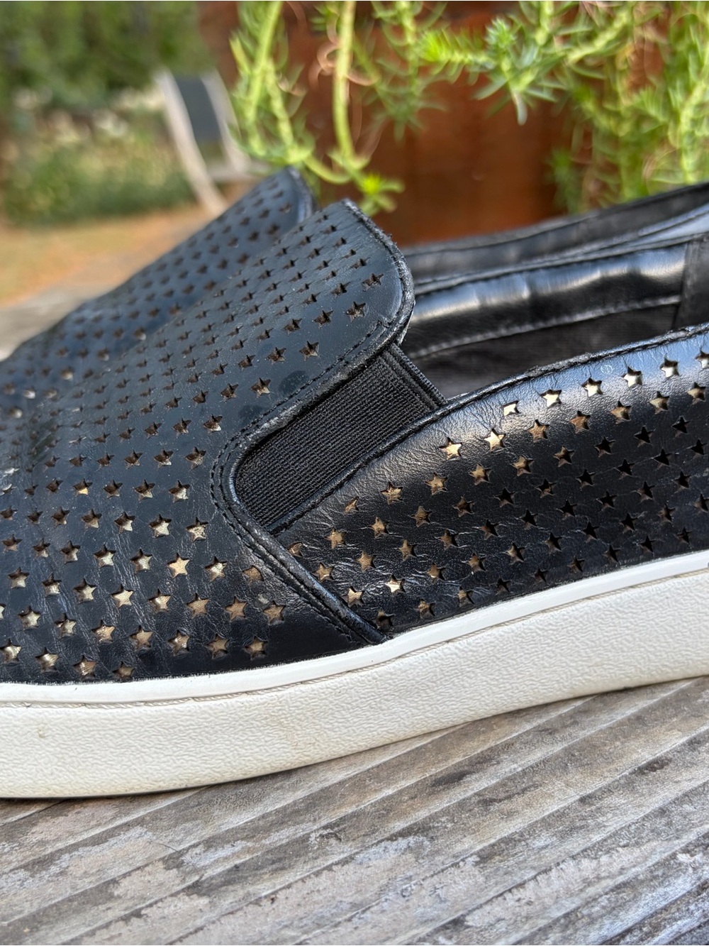 Michael Kors Black Star-Perforated Slip-On Flats
